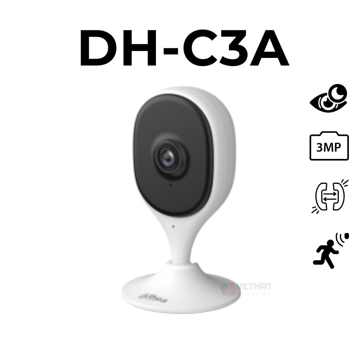 Camera Giám Sát Dahua DH-C3A, WiFi 6 Siêu Nhanh, Độ Phân Giải 3MP, Góc Rộng 99°, Nhận Diện AI, Đàm Thoại Hai Chiều, Lưu Trữ Thẻ 256GB, Hồng Ngoại Ban Đêm, Dễ Cài Đặt