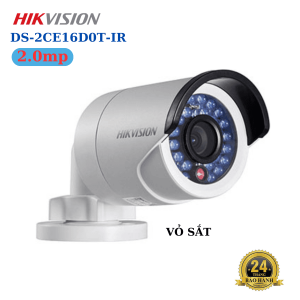 Hikvision DS 2CE16D0T IR 2.0MP, Camera An Ninh Ngoài Trời, Smart IR 24 LED, Chống Nước, Góc Rộng 90°, Giảm Nhiễu DNR, Độ Bền Cấp Công Nghiệp