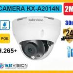 Camera an ninh Kbvision IP KX-A2014N 2MP, hình ảnh Full HD, ống kính 2.8mm góc rộng 102°, hồng ngoại 30m, H.265+, thiết kế bán cầu chống nước IP67, hoạt động ổn định mọi điều kiện thời tiết