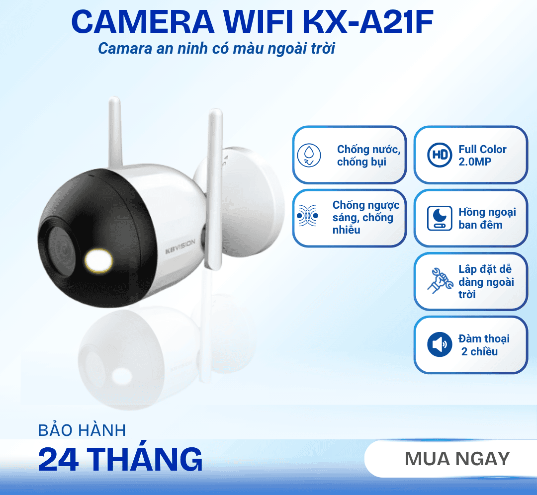 KBVISION KX-A21F Camera IP Wifi Full Color, Tích Hợp Mic, Phát Hiện Chuyển Động, Bảo Vệ Toàn Diện