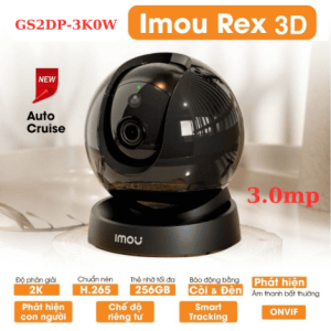 THEO DÕI THÔNG MINH tự động, Imou Rex 3D 3MP IPC,GS2DP,3K0W hỗ trợ AI phát hiện người & pet, xoay 360°, H.265 tiết kiệm băng thông, ghi hình liên tục, báo động âm thanh