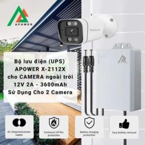 Apower X-2112X UPS Mini 12V 2A, Pin 3600mAh Cho 2 Camera, Tự Động Chuyển Nguồn Khi Mất Điện, Duy Trì Hoạt Động Ổn Định 7 Giờ, Thiết Kế Nhỏ Gọn, Tiết Kiệm Điện, Dễ Lắp Đặt