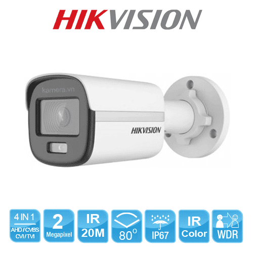 Giám Sát Mọi Khoảnh Khắc, Hikvision DS-2CE10DF0T-F ColorVu 2.0MP Bullet Camera, Hình Ảnh Màu Ban Đêm 24/7, Phù Hợp Nhà Cửa & Ngoài Trời – Chịu Nước IP67
