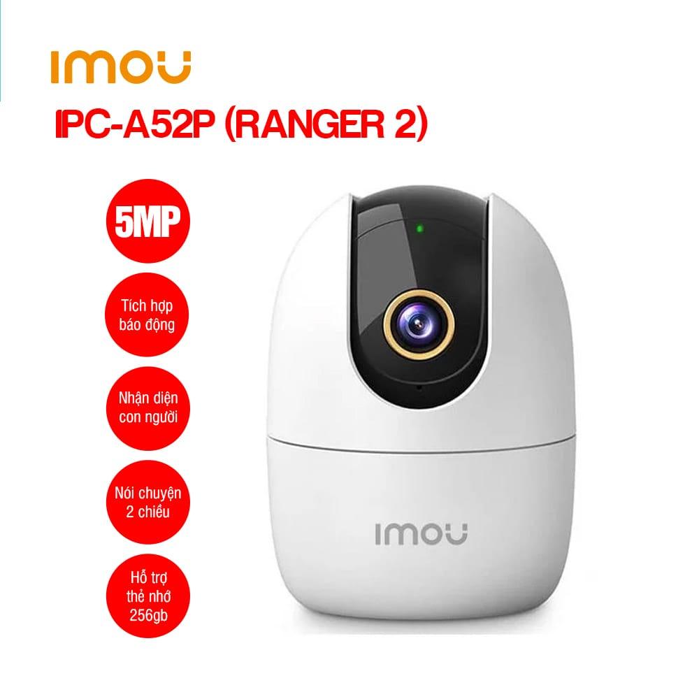 Giám Sát 3K TOÀN DIỆN, Imou Ranger 2 IPC-A52P 5MP WiFi Camera 360° theo dõi Xoay 355° + Ngang/Dọc, Phát Hiện Người & Âm Thanh, Đàm Thoại 2 Chiều – Bảo Vệ Gia Đình 24/7 An Tâm