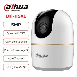 Camera Dahua 5MP Wifi DH-H5AE, Hồng Ngoại 10m, Ống Kính 3.6mm, Ghi Hình Chuẩn H.265, Đàm Thoại 2 Chiều, Quay Quét Đa Hướng, Báo Động Tức Thời, App DMSS Dễ Dùng