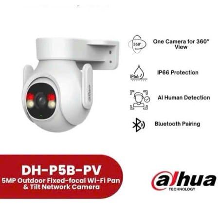 Dahua Picoo B1 DH P5B PV Camera WiFi 5.0 MP, Pan/Tilt 355°/90°, Ban Đêm Màu & IR 30m, AI Nhận Diện Người & Xe, Báo Động Kết Hợp Ánh Sáng, IP66, Nén H.265+ – Giám Sát Toàn Diện