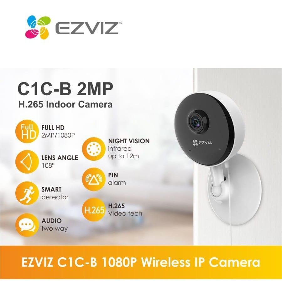 Camera Quan Sát WiFi EZVIZ C1C 1080P, Góc Nhìn 130°, Hồng Ngoại 12M, Chuẩn Nén H.264, Lắp Đặt Nhanh.