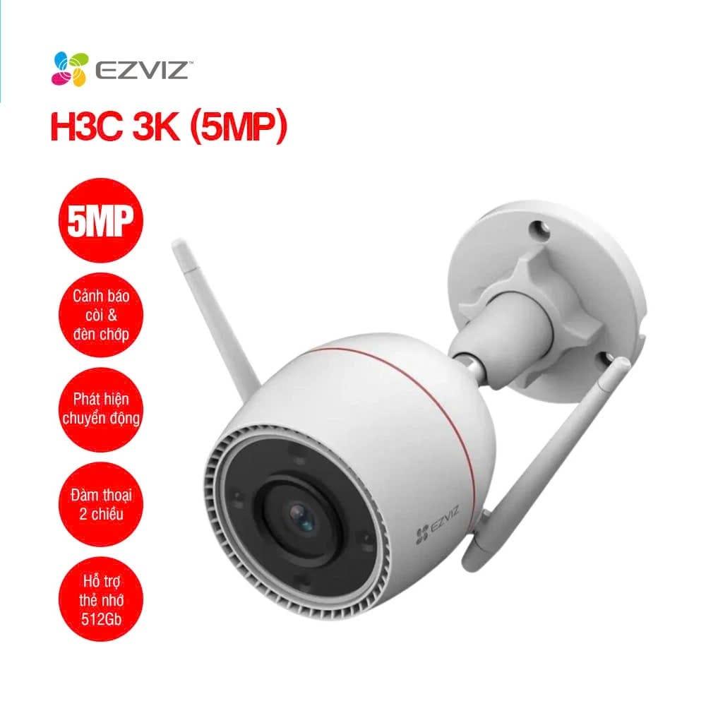 EZVIZ H3C 3K 5MP CS-H3C-R100-1J5WKFL Camera Wifi Ngoài Trời, Giám Sát Mọi Góc 2304×1296/5MP, Cảnh Báo Chuyển Động & Vật Nuôi, Lưu Trữ Micro SD 512GB, Thích Hợp Hệ Thống Camera An Ninh