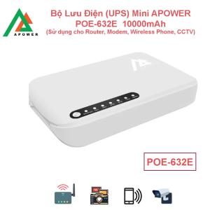 DỰ PHÒNG PIN THÔNG MINH, KHÔNG BỎ MẤT KẾT NỐI – APOWER POE-632E UPS DC 10 000 mAh, ngõ ra USB/DC/PoE, tự động chuyển nguồn, cung cấp năng lượng liên tục cho camera